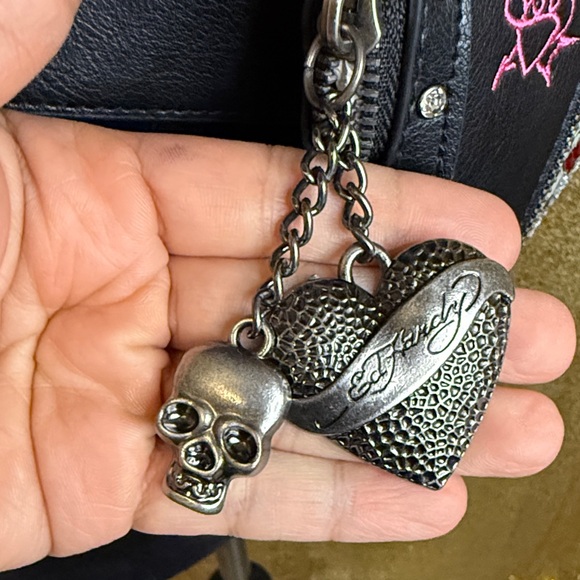 Ed Hardy Black Crossbody Bag with Pink and Red Accents - Picture 4 of 16